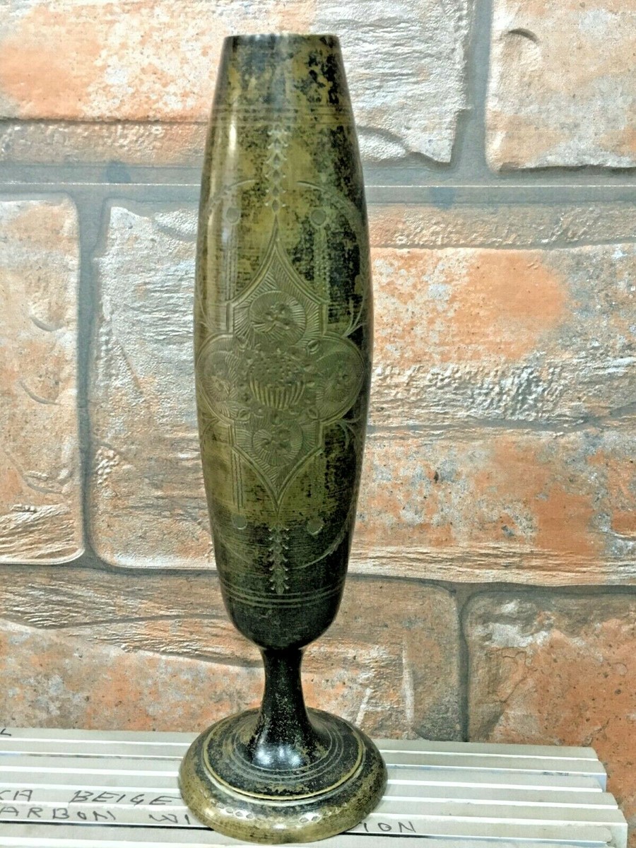 Vase / Pot / Panier En Bois Et Laiton Vintage – Inde Début 1900, Patine Riche, Fait Main | Décoration Ancienne, Unique, Brut