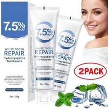 2 Pasta dental con 7.5% Nano Hidroxiapatita, sin flúor, 4oz, blanqueadora