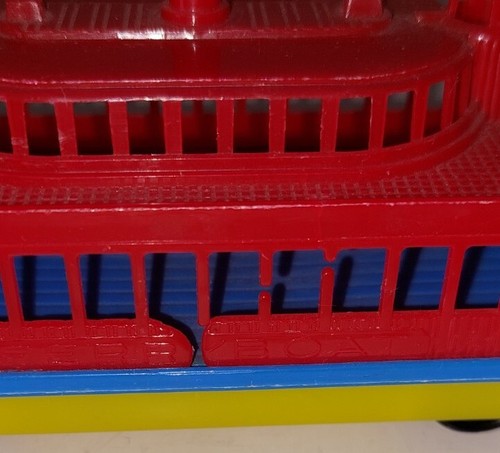 PYRO Land Sea Plastic Ferry Red Blue Yellow Boat Toy Made In USA 1950's - Read - Picture 11 of 11