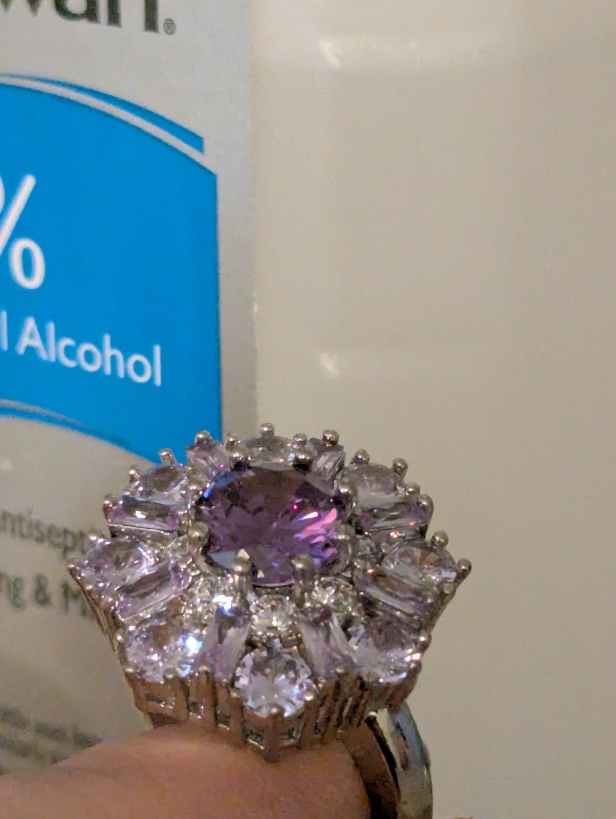 Amethyst Flower Ring With Rectangular & Round Cut… - image 17