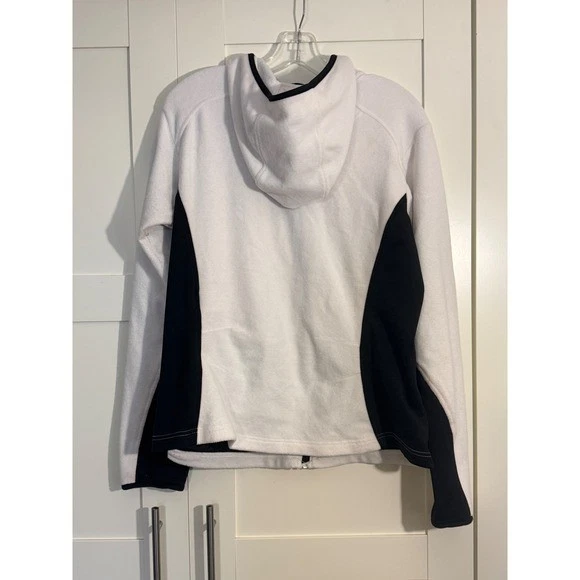 Chaqueta polar Columbia para mujer cremallera completa blanca negra con capucha talla XL cómoda capa Foto 3 de 4