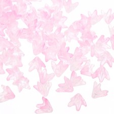 Glass Lily Flower Beads, 100 Pcs Gradient Flower Bead Charm, Light Pink