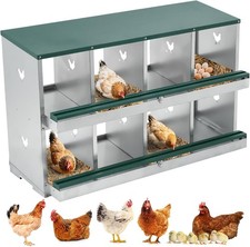 Garvee Metal Chicken Nesting Boxes, TwoTier Chicken Egg Laying Box with 8 Com...