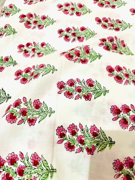 3 Yards Fabric Indian Floral Hand Block Print Cotton Fabric Sewing Fabrics Craft - Image 2 of 3