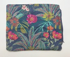 Pair 2 Embroidered Floral Throw Pillow Covers 15 Zippered, Blue Background