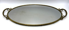 Vintage Filigree Gilded Metal Oval Mirror Dre...