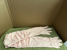 Vintage New Pink Long Gathered Gloves 15  size 6 1/2  