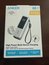 Anker 25000mAh Power Bank Triple 100W USB-C Fast Charge Built-in Cables - SILVER