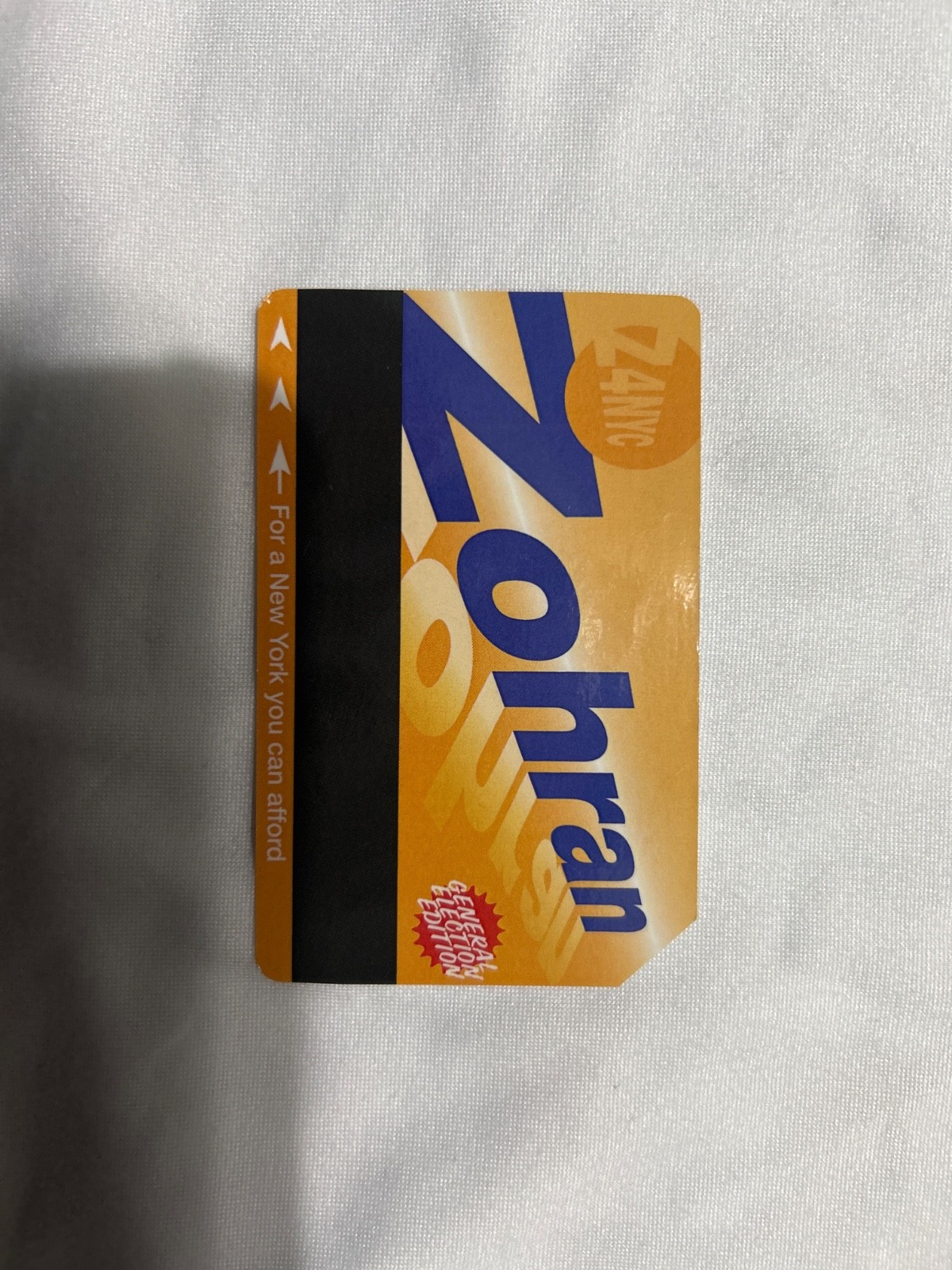 General Election Edition NYC Mayor Zohran Mamdani Souvenir Zetrocard