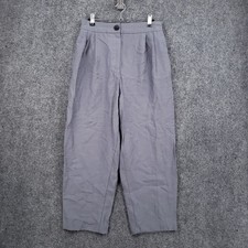 Zara Pleated Dress Pants Womens Small Gray High Rise Relaxed Trousers Career