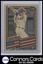 Lucas Moore 2026 Panini Stars & Stripes Prizm USA Baseball #195 Gold Vinyl 1/1