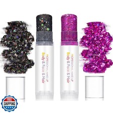 Body Glitter Stick for Face, Body and Hair - Black and Purple Chu