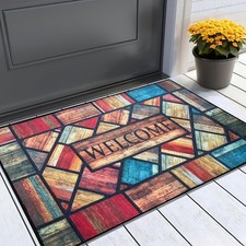 Welcome Doormats Rubber Entrance Mat Non-Slip Floor Mats Indoor Use Home Decor
