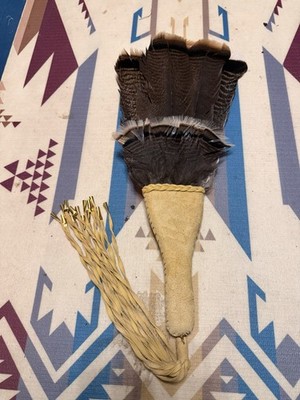 Turkey Wing Fan native american made for pow wow regalia dance  fan Wood Handle