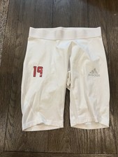 Mens Adidas Spandex Compression Shorts Race Half Tights White L Player 19