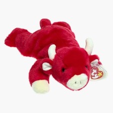 Ty Beanie Babies SNORT The Bull With 1995 Original Tag with Protector, New, MWMT