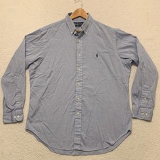 VTG Ralph Lauren Classic Fit Oxford Button Down Shirt Mens L 16.5 34/35 Blue