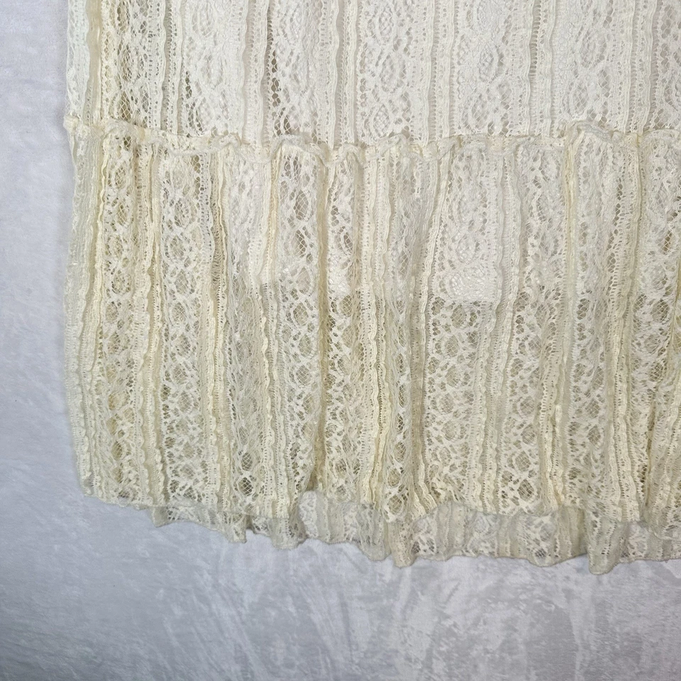 Falda Solitaria De Colección Para Mujer 1X Marfil Encaje En Niveles Vaquera Occidental Gitana Boho Foto 4 de 4