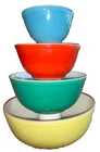 Set 4 Vintage 1950’s PYREX Primary Colors Nesting Mixing Bowls # 401,402,403,404