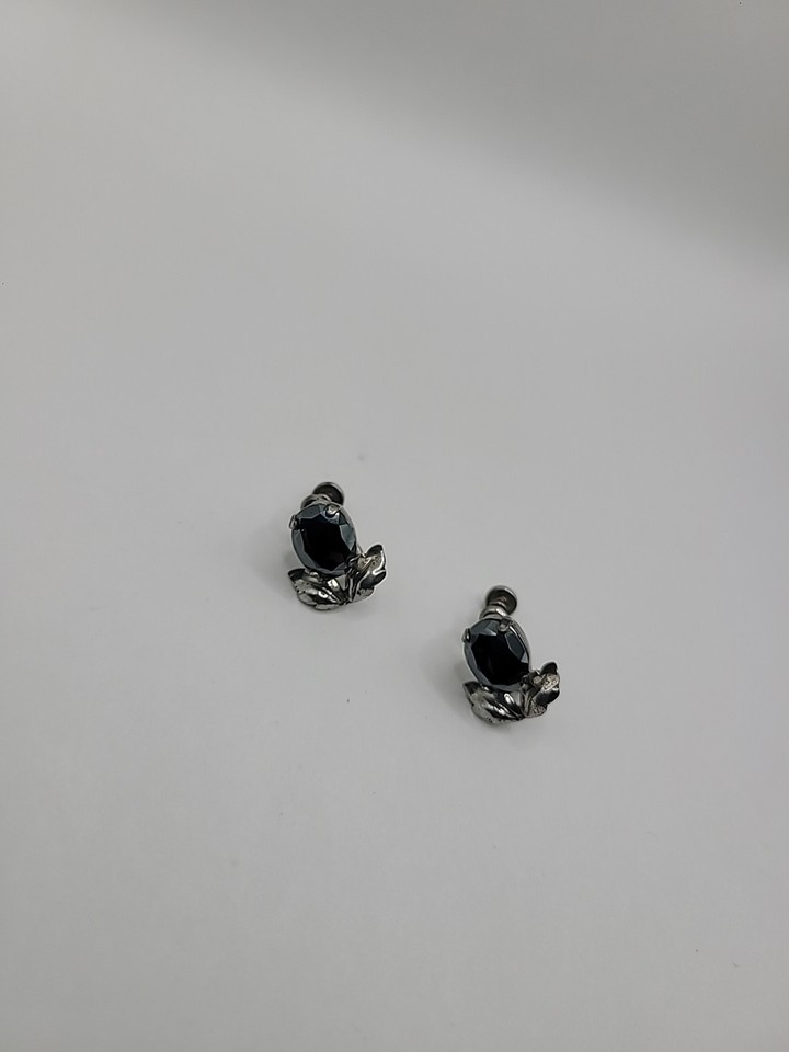 Vintage Van Dell Sterling Silver Gray Leaf Screw Back Earrings Jewelry ...