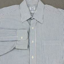 Vintage Brooks Brothers Shirt Men Large 16 1/2 Striped Blue White Button Relaxed
