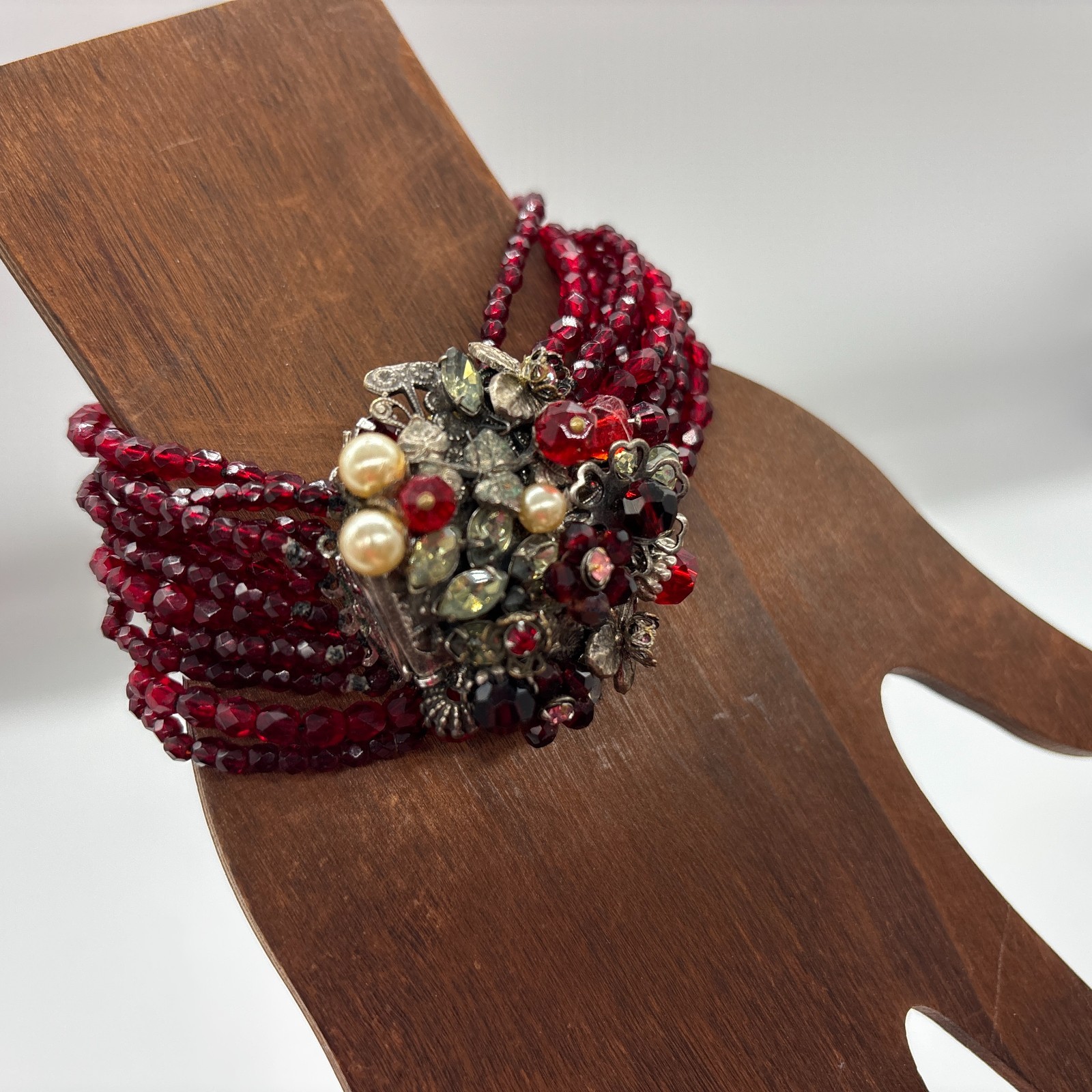 Vintage Signed EUGENE Haskell Multi Strand Ruby B… - image 4