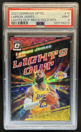 2023-24 Donruss Optic LeBron James Lights Out Red Gold International #/99 PSA 9