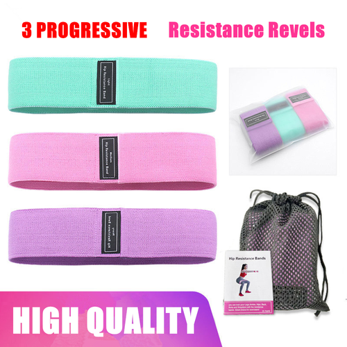 3 Resistance Bands Stretch Exercise Workout Bands for Booty Legs Elastic Pilates - Picture 1 of 15
