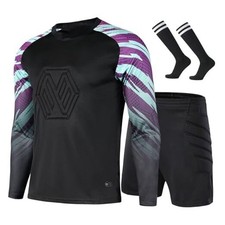 Soccer Goalie Jersey and Shorts Set for Boys,Long Sleeve Goalie X-Small Black