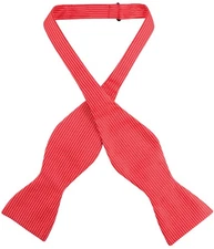 Antonio Ricci SELF TIE Bow Tie Solid RED Color Ribbed Pattern Mens BowTie