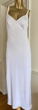 VTG 1950's OLGA WHITE NYLON FULL SLIP DRESS LACE APPLIQUE TRIM COQUETTE SIZE M