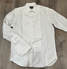 Emporio Armani Shirt Men 41 16 White Solid Modern Fit Tuxedo French Cuff Shirt