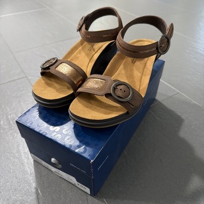 SAS Seight Wedge Sandals Comfort Shoes Bronze Age Leather Womens 9M New