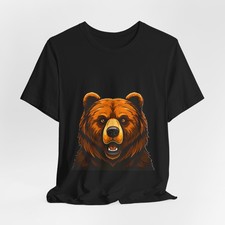 Camiseta gráfica de oso rugiente | Ilustración de cabeza de oso marrón
