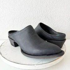 Lane Plain Jane Mule Womens 7.5 Black Cowboy Boots Short Western Cowgirl Slip On