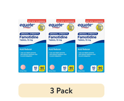 Equate Famotidine Tablets, Original Strength, Acid Reducer for Heartburn, 3 pack