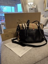 Burberry Black Leather And Check Changing Bag In Good Used Condition