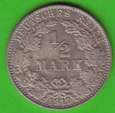 Coin Silver Kaiserreich 1/2 Mark 1917 E Showcase Piece nswleipzig