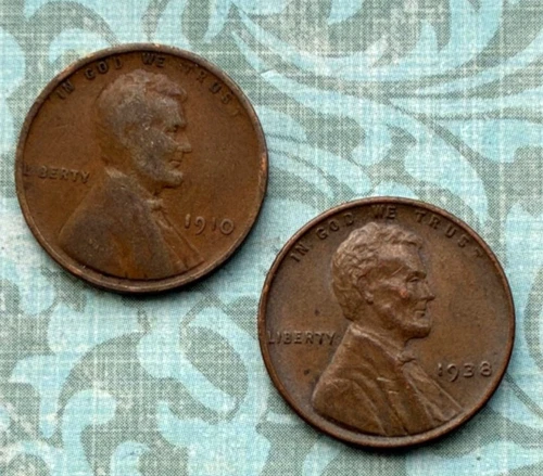 COOL LOT of 116-YEAR-OLD 1910 "P" (Fine) & 1938"P" ("AU") Wheaties!