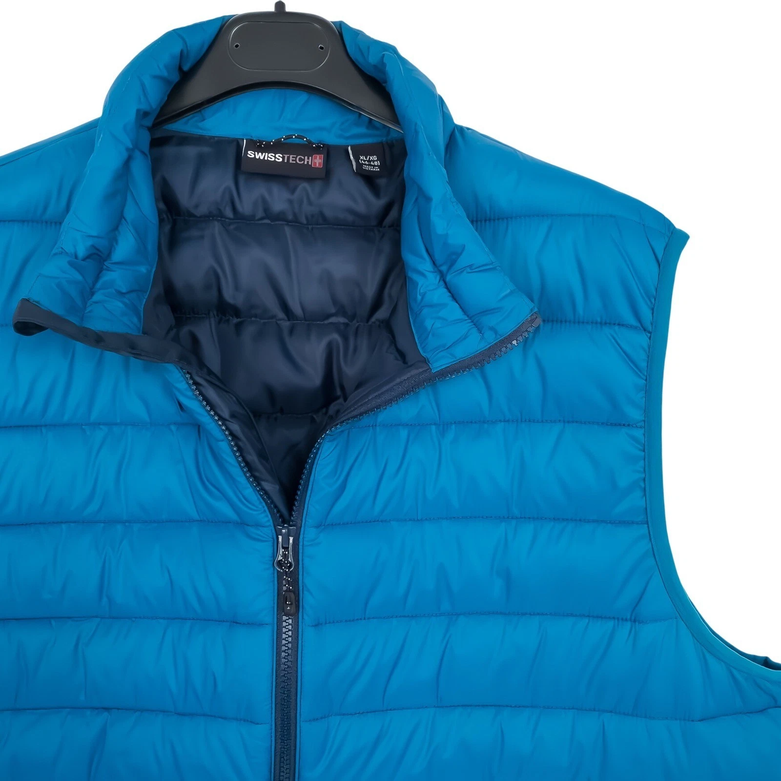 SwissTech Puffer Vest Mens XL Teal Blue Quilted Full Zip Nylon SM40604Y