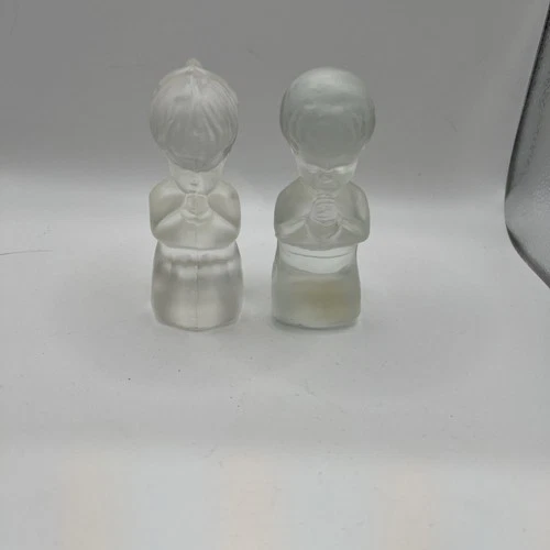Vintage Fenton Satin Glass Praying Children Figurines - 4" tall
