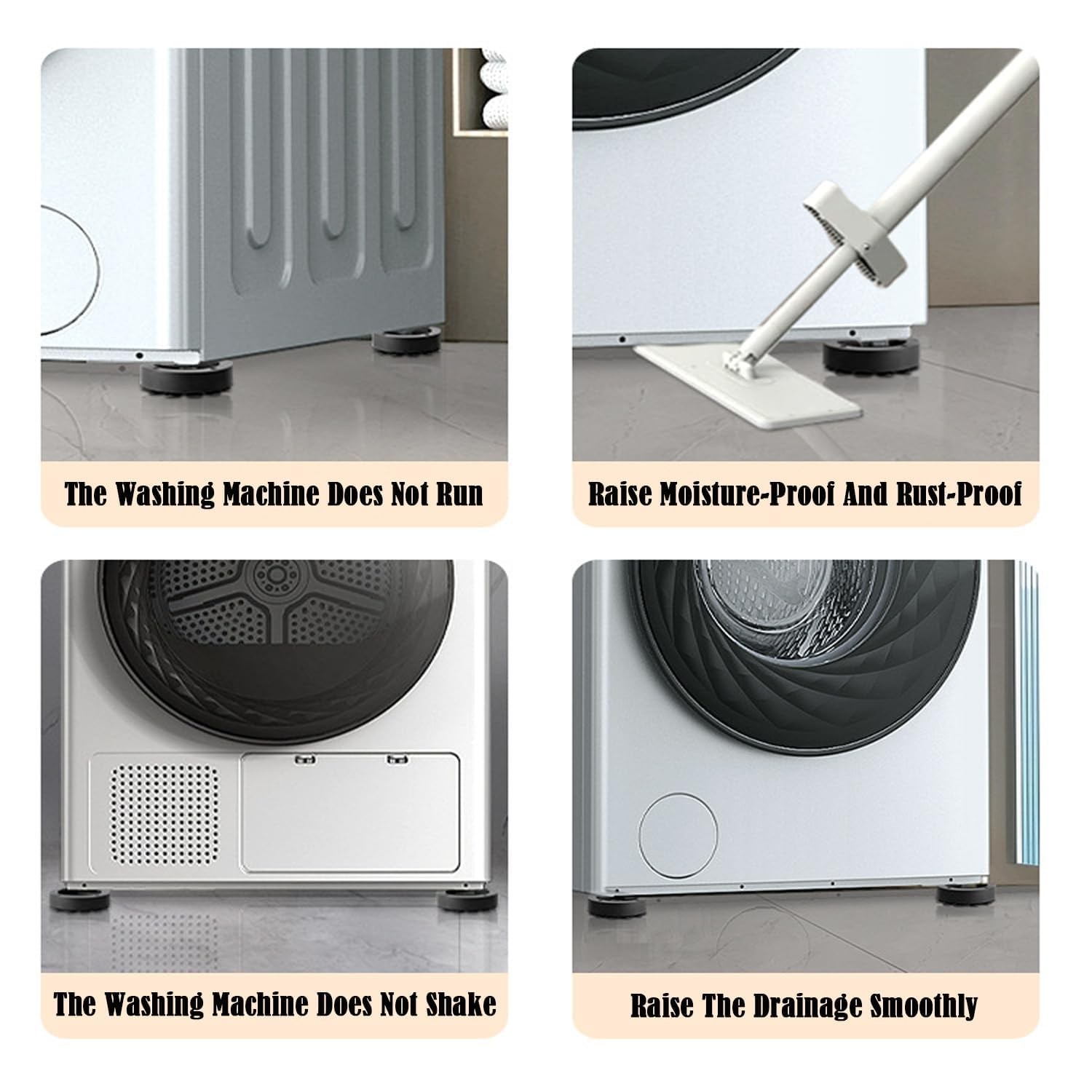 4 Coussinets Antivibrations en Caoutchouc Noir pour Machine à Laver Silencieuse - 4