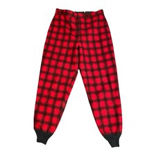 Vintage Woolrich Pants Size 36x31 Red Buffalo Plaid 60s Mackinaw Joggers Hunting