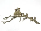 Vintage Brass Cat Family Wall Decor Made in Taiwan Hanging Plaque 14"