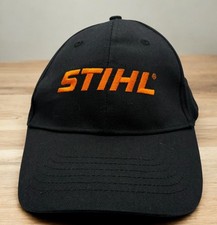 Stihl Chainsaw Black Hat Strapback Adjustable Cap Embroidered Orange Logo