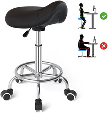 Ergonomic Saddle Stool with Wheels Adjustable - Comfortable Thick Saddle Seat Cu