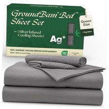 Silver Infused Bed Sheets Set, Temperature Queen U.S. Standard Gray