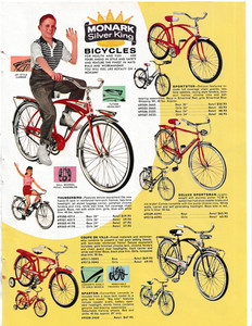 MONARK SILVER KING BICYCLES SPORTSTER HAMILTON WHEELS RIDE-ON JEEPS 1960 ads