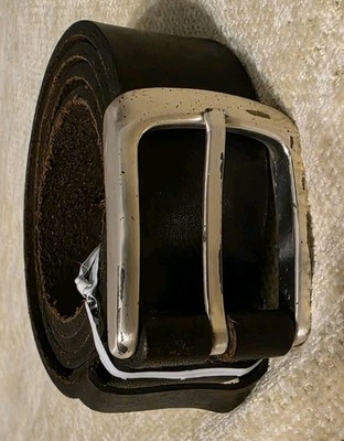 L.L. Bean Women s Black Genuine Leather Belt Small 30-32 Solid Brass Buckle EUC