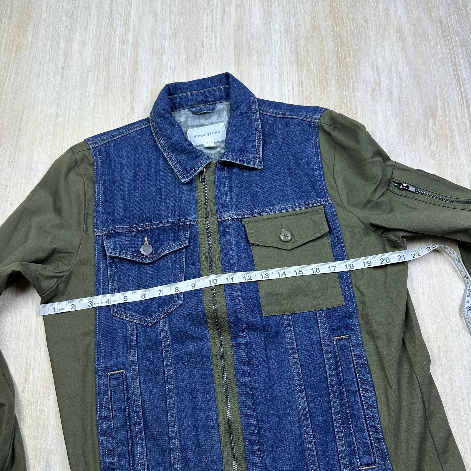 Sun + Stone Bomber Trucker Patchwork Denim Jean S… - image 11